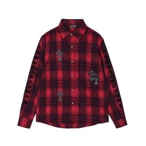 Chrome Hearts Red and Black Plaid Men's Shirt
